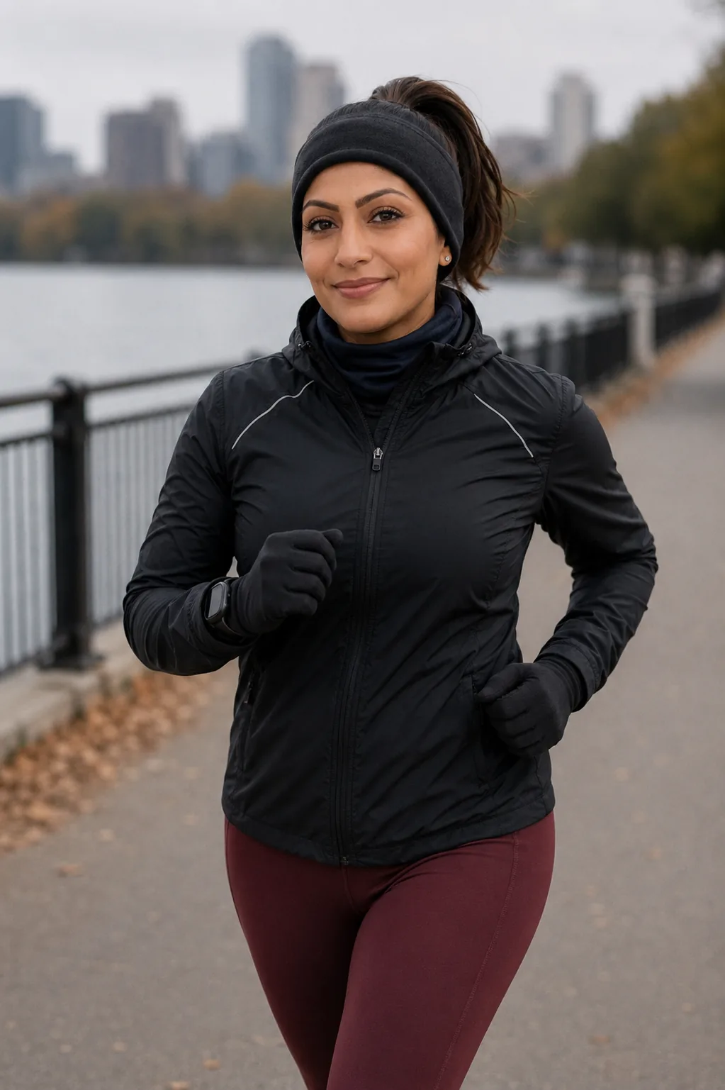 Aparna Emile running outdoors — fitness coaching for busy professionals in Switzerland