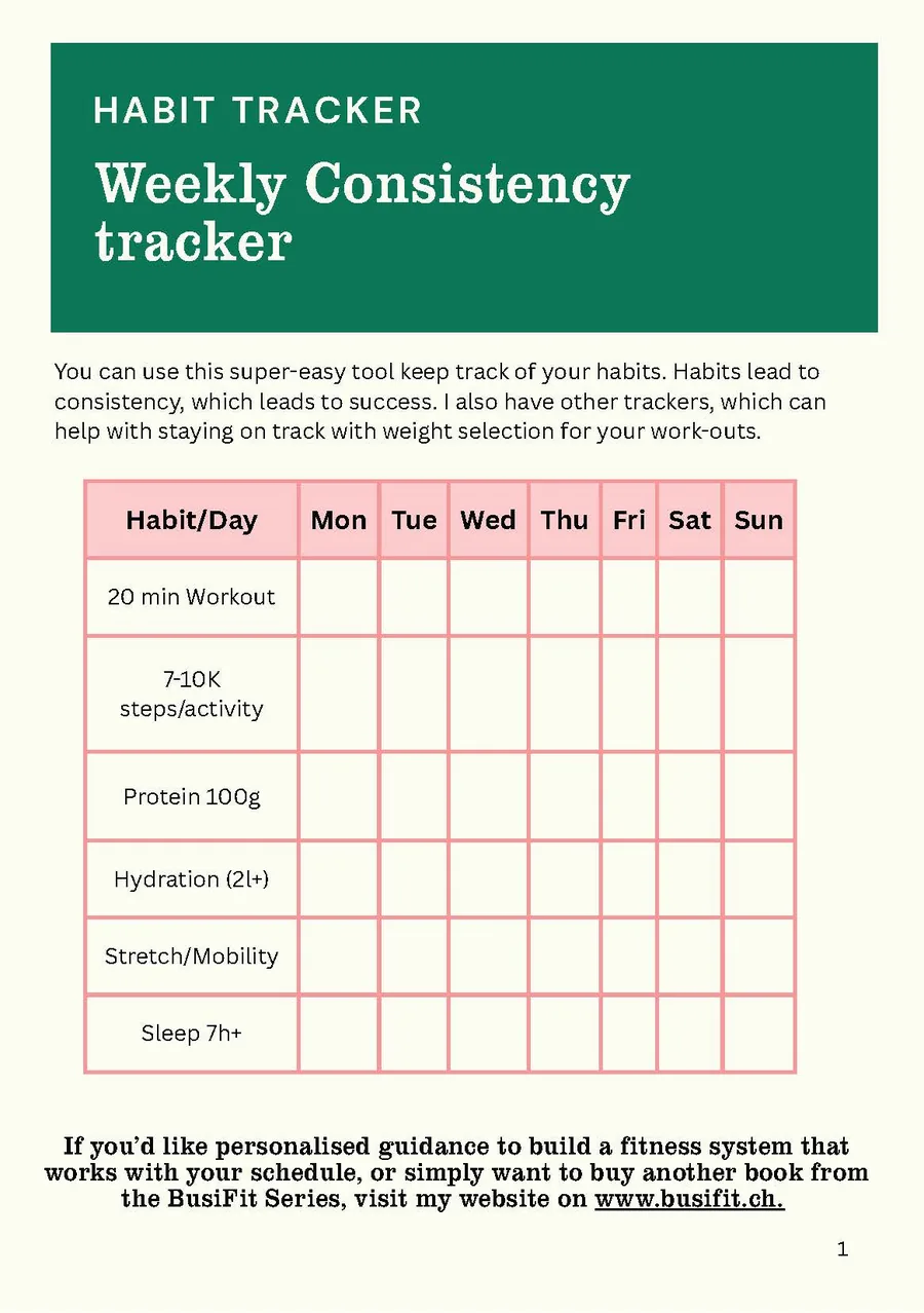BusiFit Weekly Consistency Tracker — the 6-habit framework